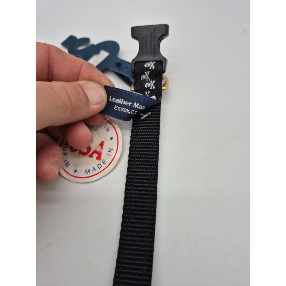 Leather Man Ltd. Essex, CT Canvas Pet Dog Collar USA Made Skull & Cross bones - Picture 6 of 7